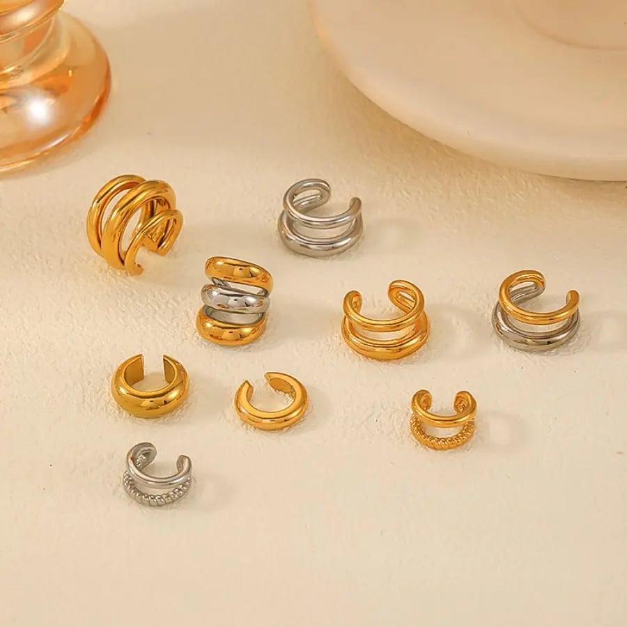 1 pair simple series casual geometric stainless steel  gold plated women clip-on earrings h5Picture2
